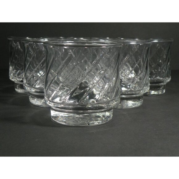 Tang Embossed Clear Glasses Set Of 8 With Swirled Pattern - Retro Drinkware - Picture 9 of 9